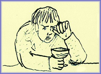 Rimbaud with mug - sketch by Verlaine