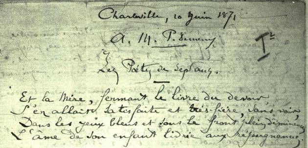 the top of Rimbaud's original manuscript